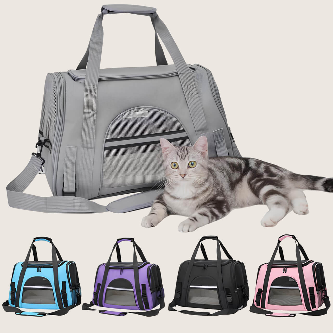 Sac de transport pliable pour chat - Souple et respirant