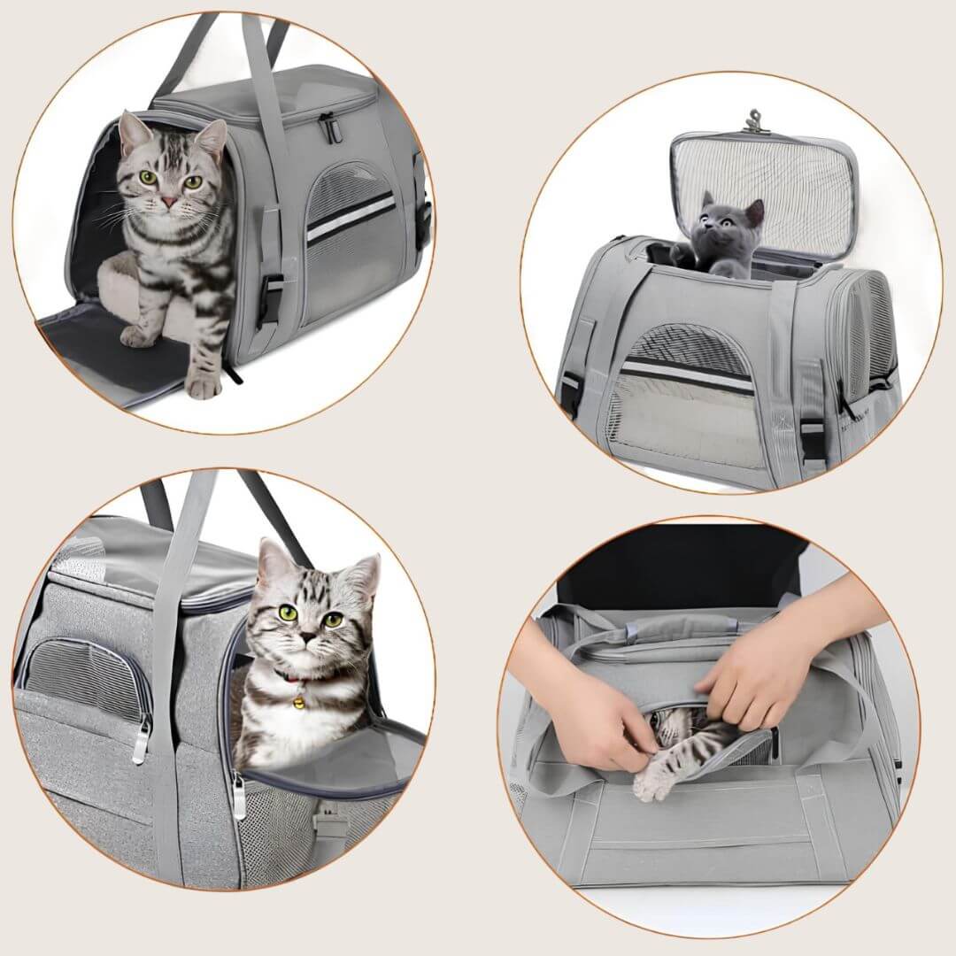 Sac de transport pliable pour chat - Souple et respirant